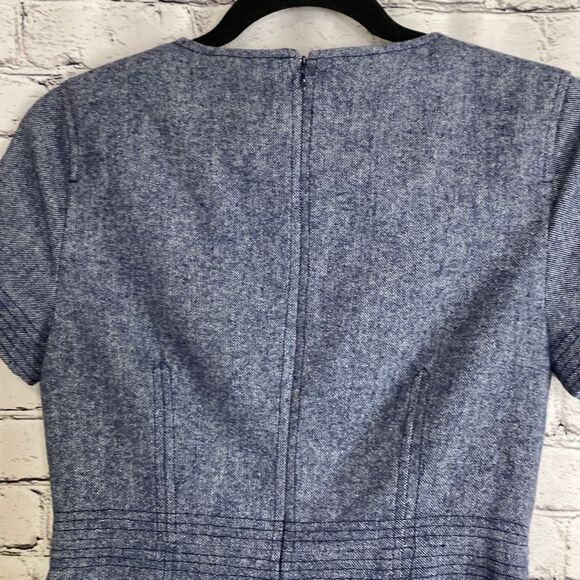 Banana Republic Stitch Detail Short Sleeve Wool Blend Sheath Dress Chambray Size - Picture 10 of 16